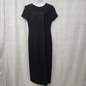 Vintage Liz Claiborne Black Maxi Sheath Dress Evening Formal 10